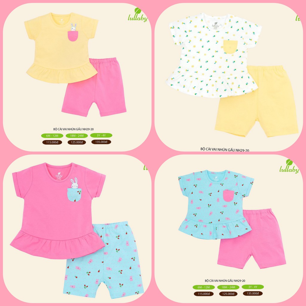 [RẺ VÔ ĐỊCH] Bộ quần áo cộc tay quần đùi chun cổ họa tiết Lullaby