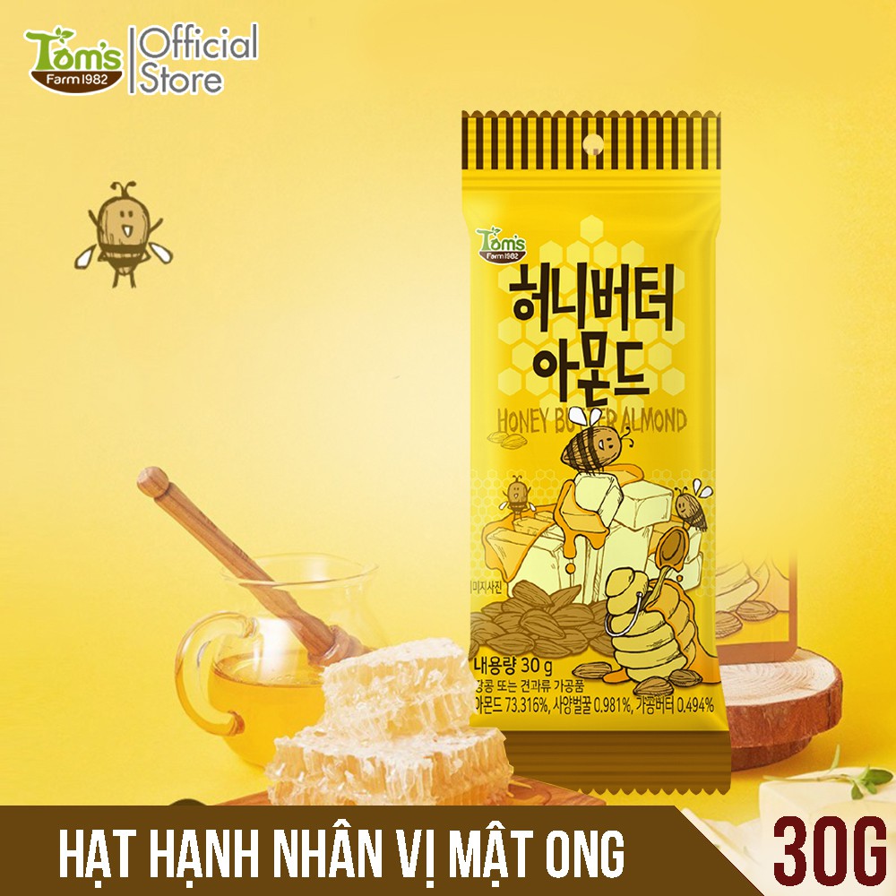 Hạnh Nhân Tẩm Vị Bơ Mật Ong Tom's Farm - Gói 30g