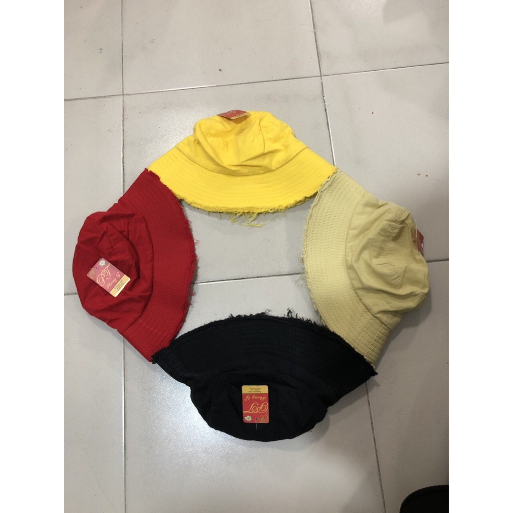 Mũ Bucket Tai Bèo Rách Trơn Jussy Fashion KIểu Nón Tai Bèo Trơn Chất Vải Kaki Thoáng Mát Phong Cách Ulzzang Unisex