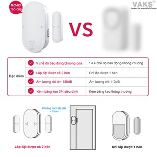Thiết bị BÁO KHÁCH - BÁO TRỘM lắp cửa CAO CẤP - cửa từ VAKS MC-03, 130dB, Có Thể Điều Chỉnh Âm Lượng, Đổi Kiểu Chuông