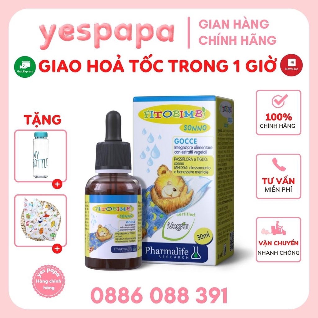 Pharmalife Fitobimbi SONNO giúp bé ngủ ngon, sâu giấc, lọ nhỏ giọt 30ml