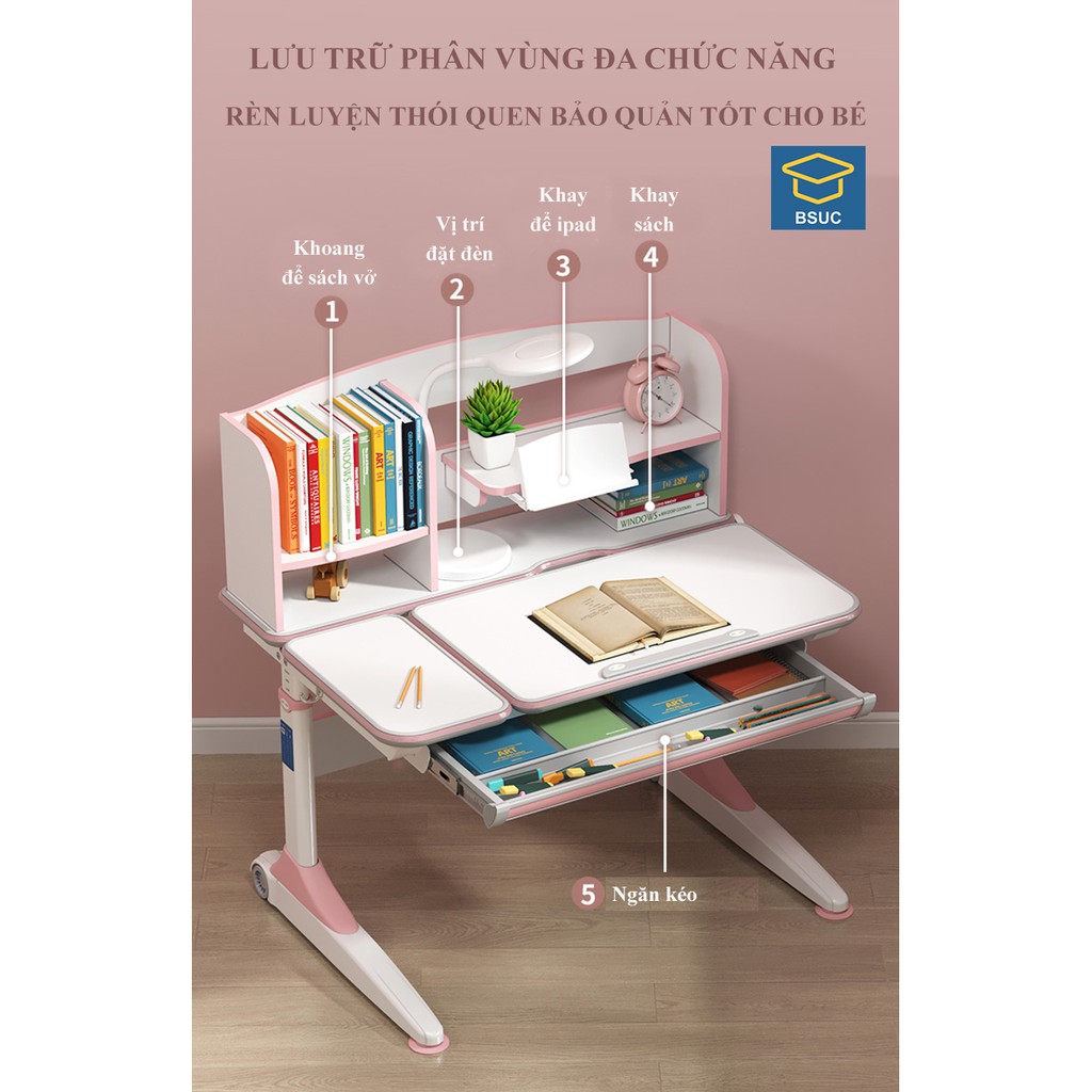 [ CHÍNH HÃNG BSUC ] Bộ bàn học thông minh chống gù chống cận cho bé mã DRZ-10001 dài 1m và ghế DRY-808 | BigBuy360 - bigbuy360.vn