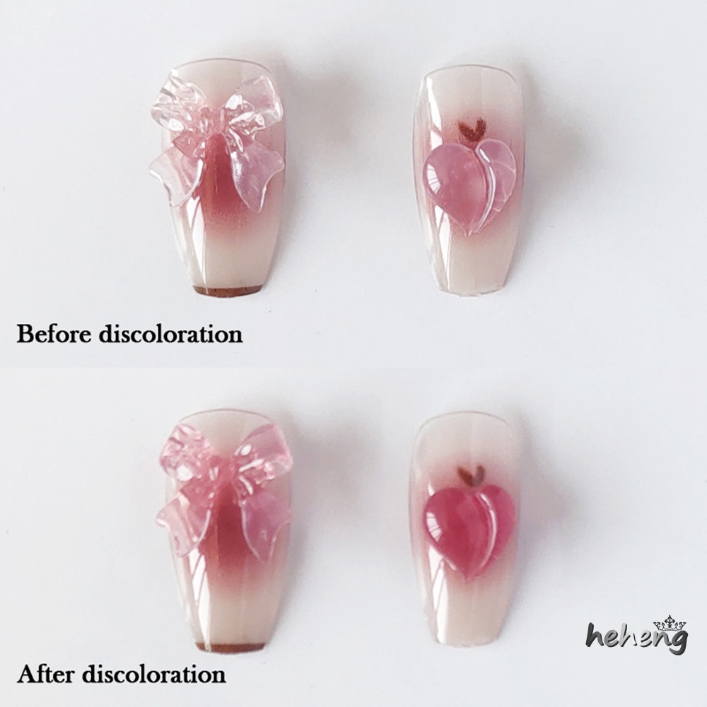 Set 24 Móng Tay Giả Trang Trí Họa Tiết Nơ Màu Hồng Xinh Xắn Cho Nữ