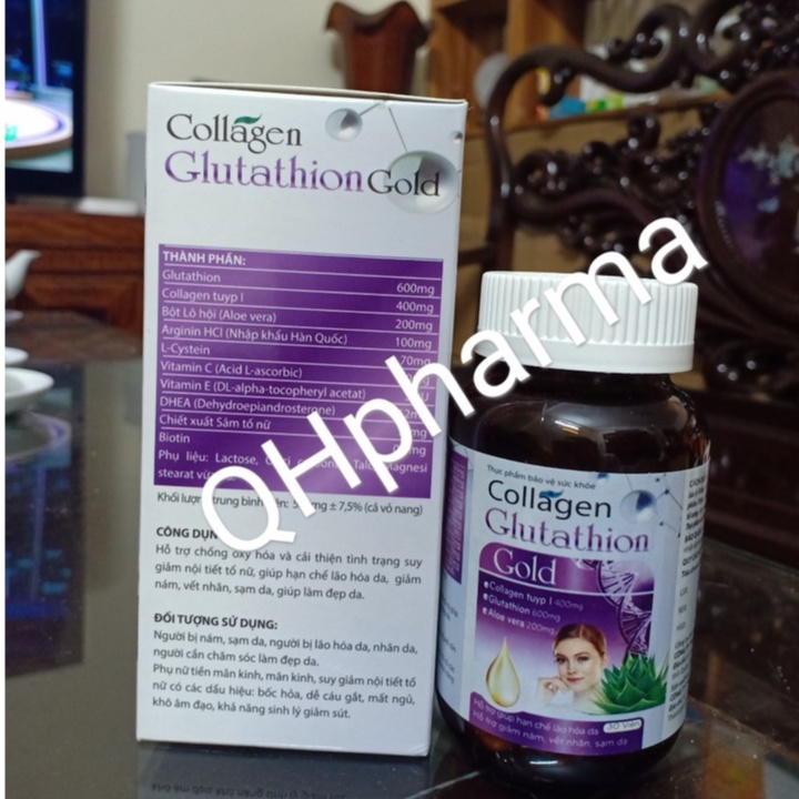 Viên uống Collagen Glutathion Gold hộp 30 viên giúp chống lão hóa,gìn giữ nét xuân