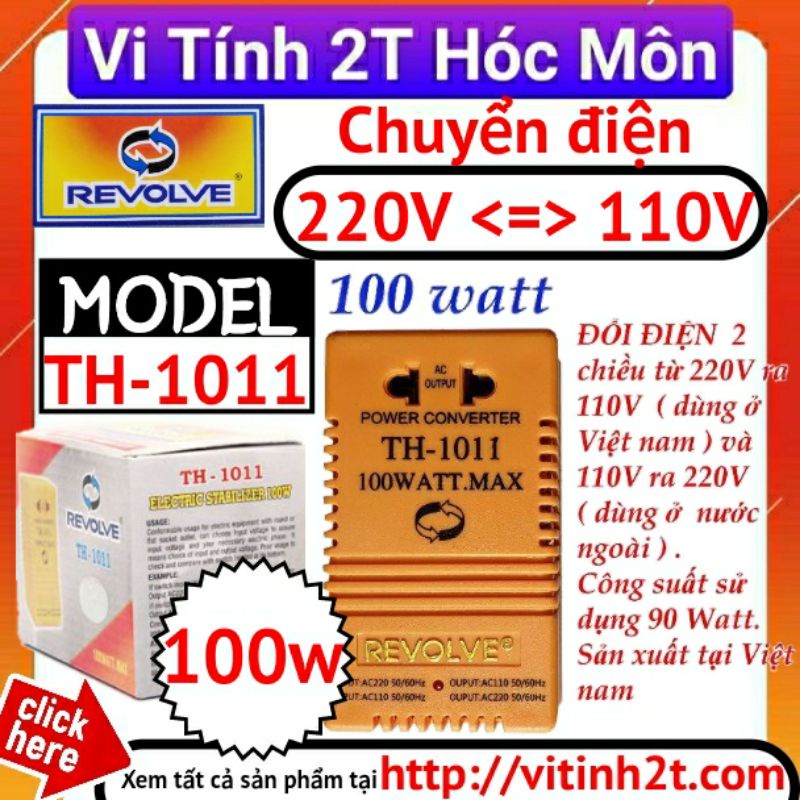 Adaptor Đổi Điện Áp 220V &lt;=&gt; 110V, Revolve TH-1011 100W