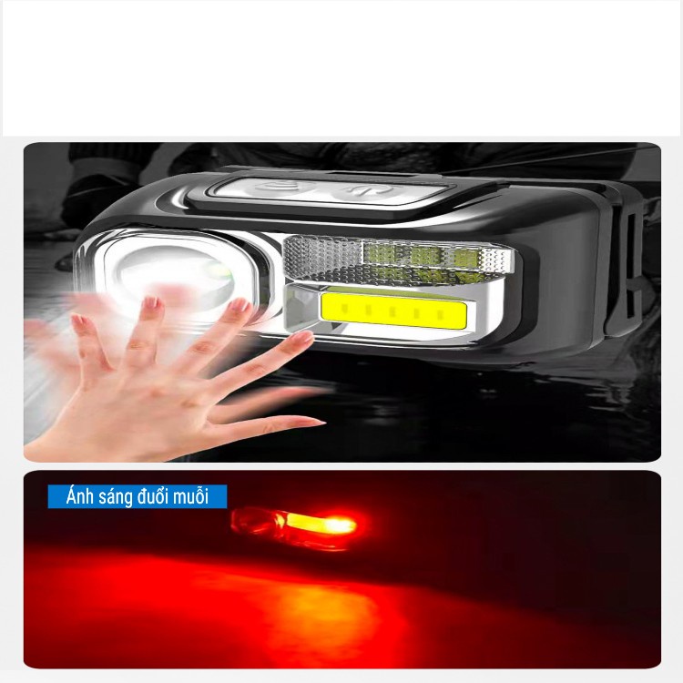 Đèn Pin Đội Dầu - Đèn Pin Siêu Sáng Tích Điện Chống Nước - Kết Hợp Cảm Ứng - 6 Chế Độ Sáng Phối Hợp  [DD01]