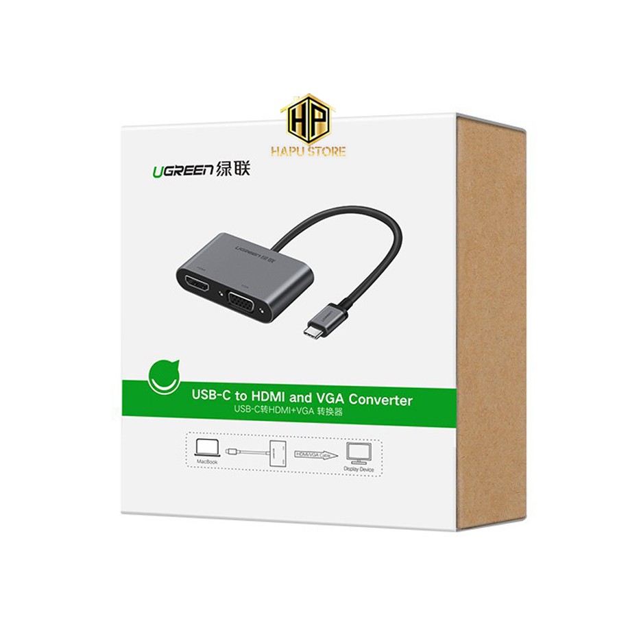 Cáp chuyển Type-C to HDMI và VGA Ugreen 50738 chính hãng - Hapustore