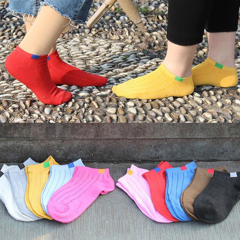 1 Đôi Vớ Cotton Cổ Ngắn Kẻ Sọc Mềm Mại Cho Nữ