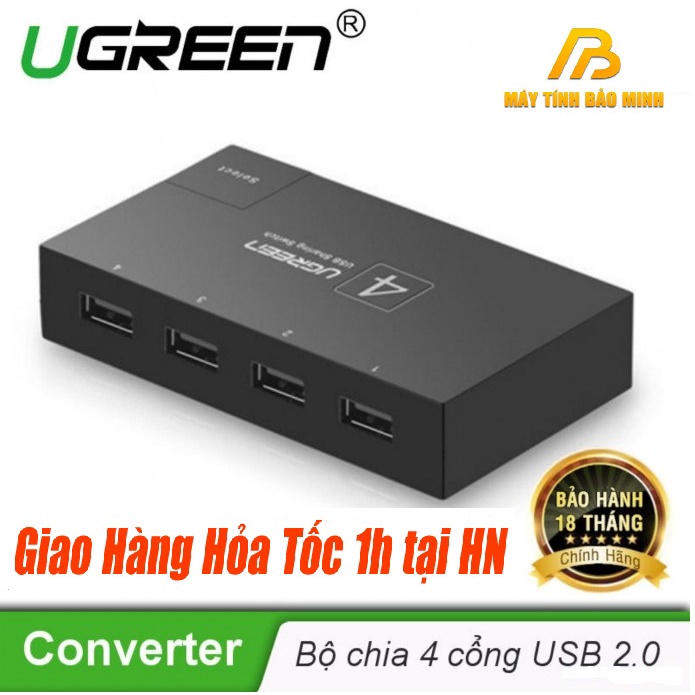 Bộ Chia Sẻ Tín Hiệu USB Cho 4 Máy Tính PC, laptop, Macbook Ugreen 30346 - Hàng Chính Hãng