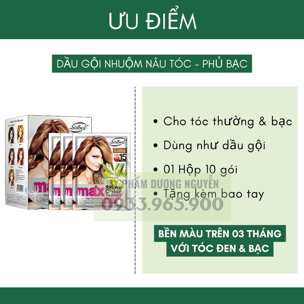 10 Gói Dầu Gội Nhuộm Nâu Tóc Hạt Dẻ Max Shine Color