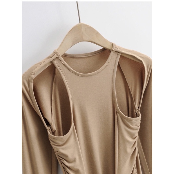 Áo thun dài tay bodysuit khoét vai kiểu dáng sexy