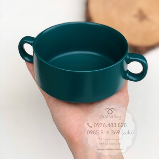 Bát ăn soup, bát chè, bát salad, bát decor món ăn có 2 quai cầm bằng gốm