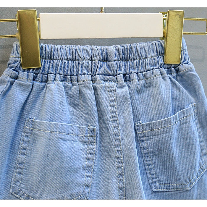 Quần Short Denim Dáng Rộng Viền Ren Phong Cách Hàn Quốc Thời Trang Mùa Hè Hàng Mới Phong Cách Hàn Quốc Cho Bé Gái
