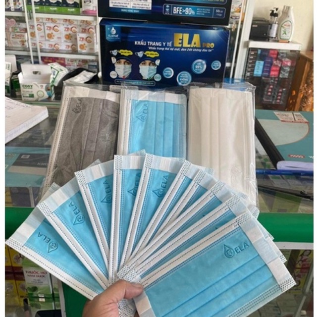 Khẩu trang y tế ELA Pro 4 lớp quai Giấy không đau tai