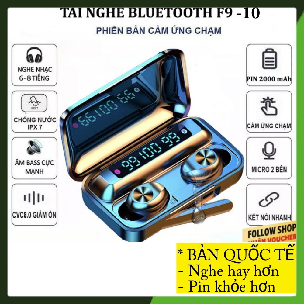 [Hàng Chính Hãng ] Tai Nghe Bluetooth nhét tai AMOI F9-10 TWS Không Dây Pro Max 2020 | nút cảm ứng | Hiển thị % pin