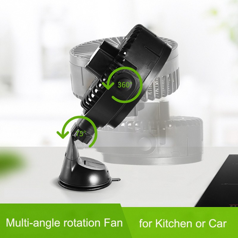 DOU USB Rechargeable 2200mAh Suction Cup 3 Speed Fan for Car Kitchen Outdoor Home