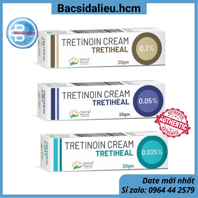 Tretinoin Tretiheal Cream (20g) 0.025% - 0.05% - 0.1%, Kem Dưỡng Tretinol Duy Trì Chống Lão Hóa