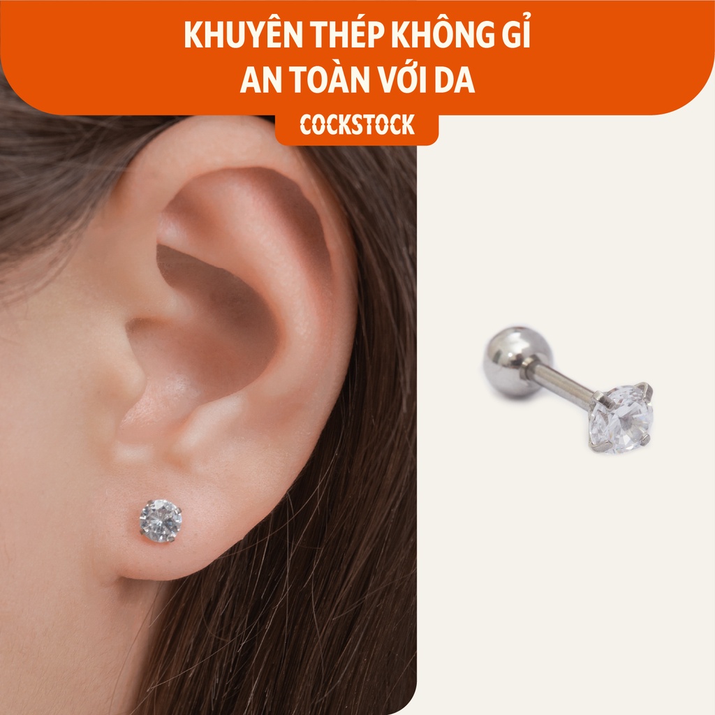 Khuyên tai đá Round Diamond CockStock