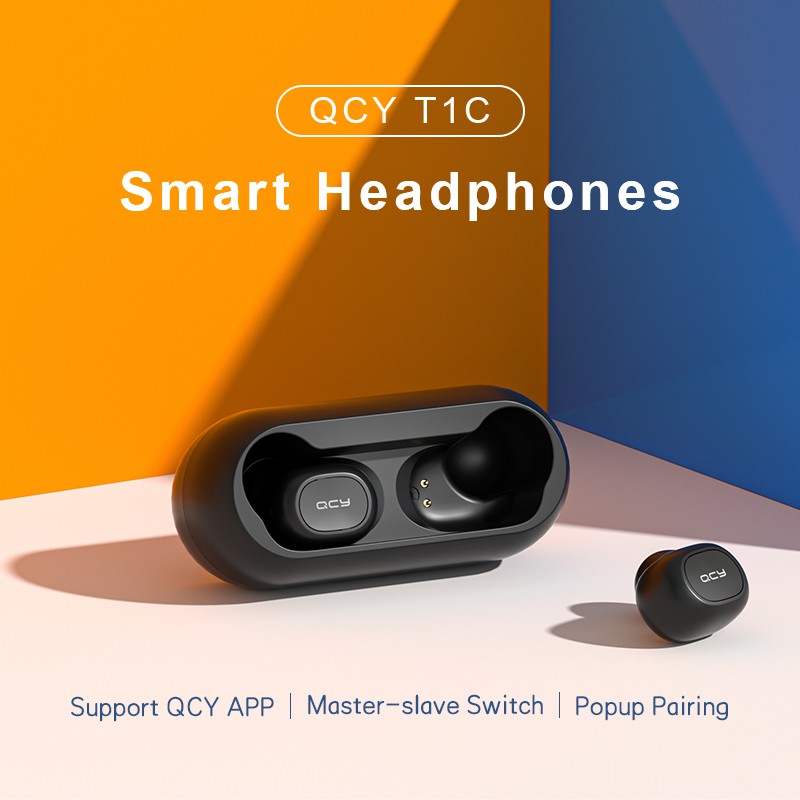 Tai nghe nhét tai không dây QCY T1C kết nối bluetooth 5.0 giảm tiếng ồn hỗ trợ điều tùy chỉnh qua ứng dụng