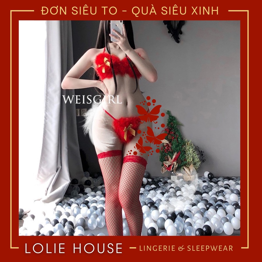 Cosplay noel giáng sinh sexy gợi cảm gồm bộ đồ lót hai mảnh đầy đủ phụ kiện LOLIE HOUSE - BS5