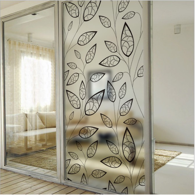 Decal dán kính cao cấp - Lá Viền Đen ( 60x58 )