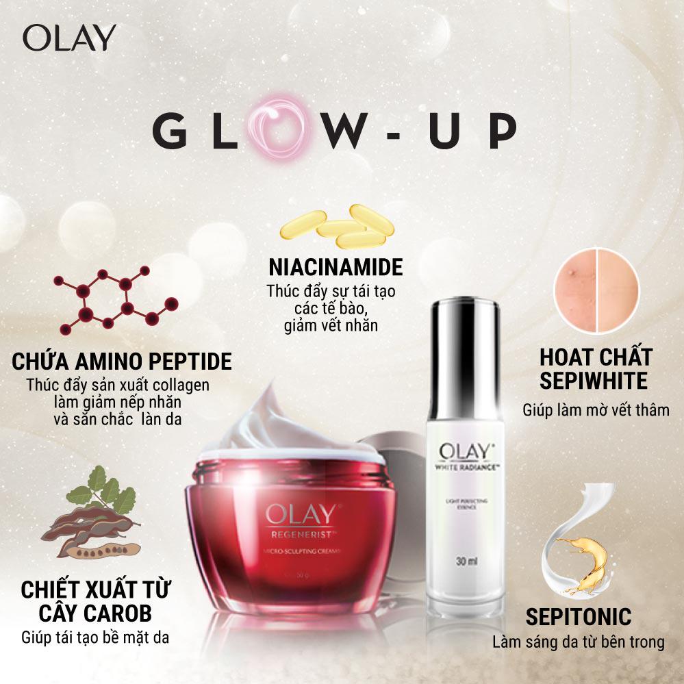 Combo 4 OLAY Collagen: Kem Dưỡng 50G, Kem Mắt 15ML, Serum 30ML, Nước Tinh Chất Vi Dưỡng Essence 150ML