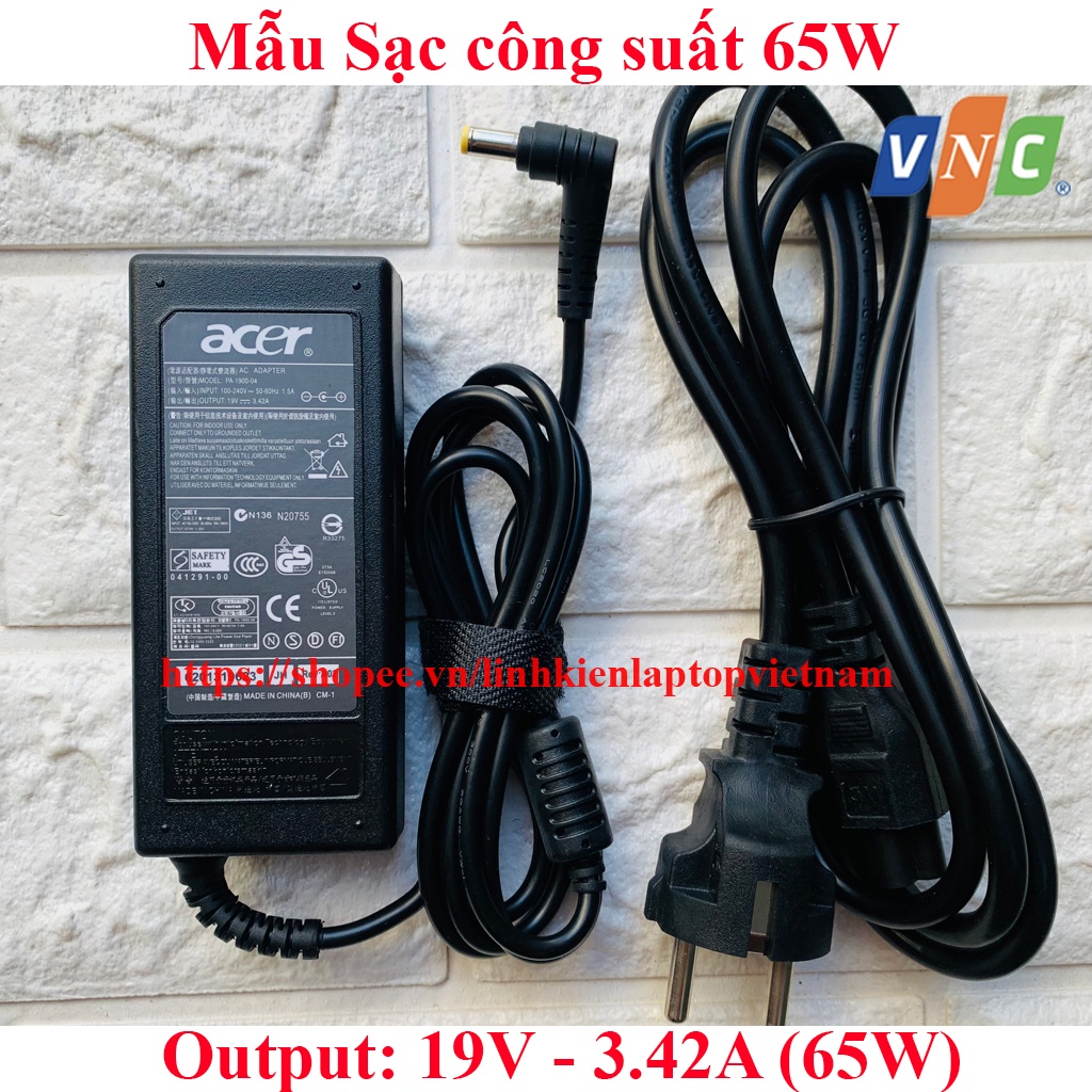 Sạc Laptop Acer 2.37A - 3.42A - 4.7A chân To 5.5*1.7mm Sạc máy tính acer zin cao cấp bảo hành 12 tháng