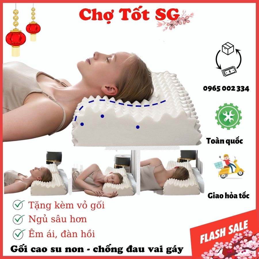 ✔️ Gối cao su non Thái Lan, 100% Thiên Nhiên, Mềm Mại, Có Hạt Massage, Chống Ngáy, Chống Đau Cổ Vai Gáy [BH 1 - 1]