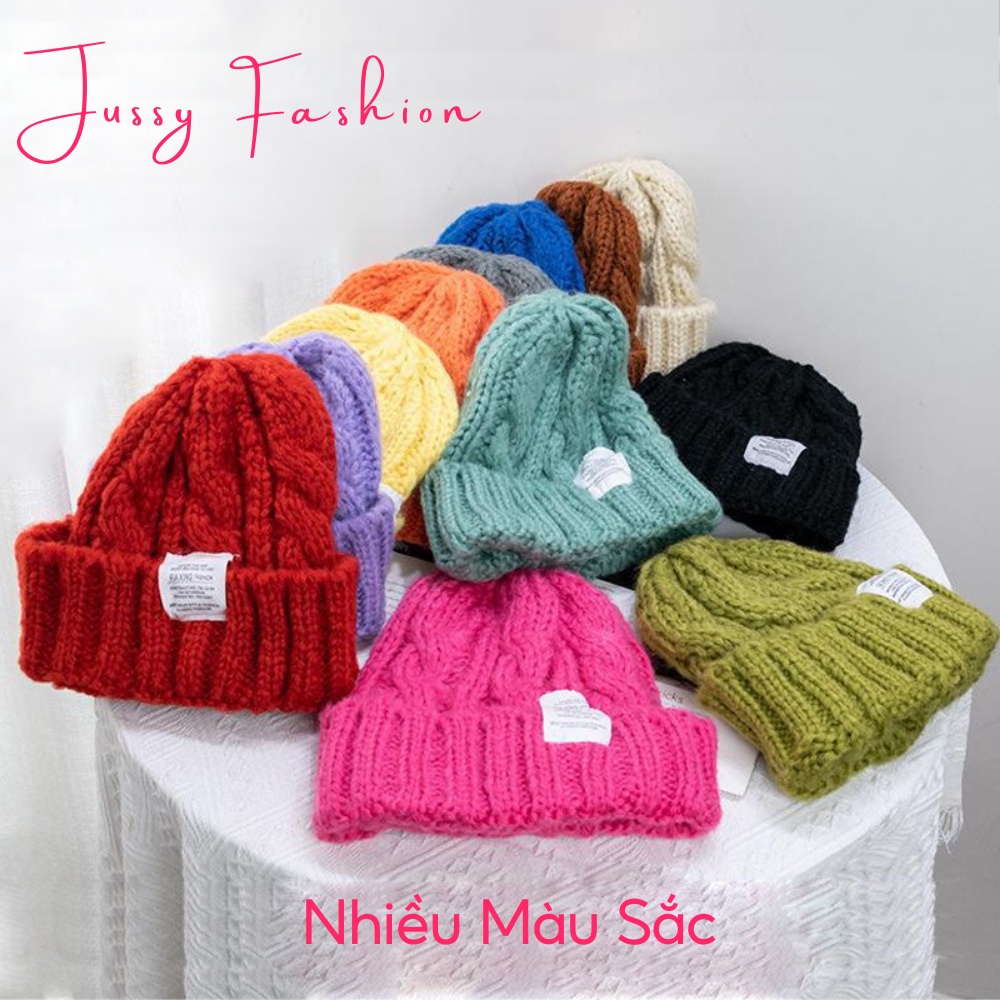 Mũ Len Beanie Dệt Kim Hàn Quốc Chất Len Dày Siêu Ấm Áp 8 Màu Hot Jussy Fashion Phong Cách Mũ Vinatge Ulzzang Unisex