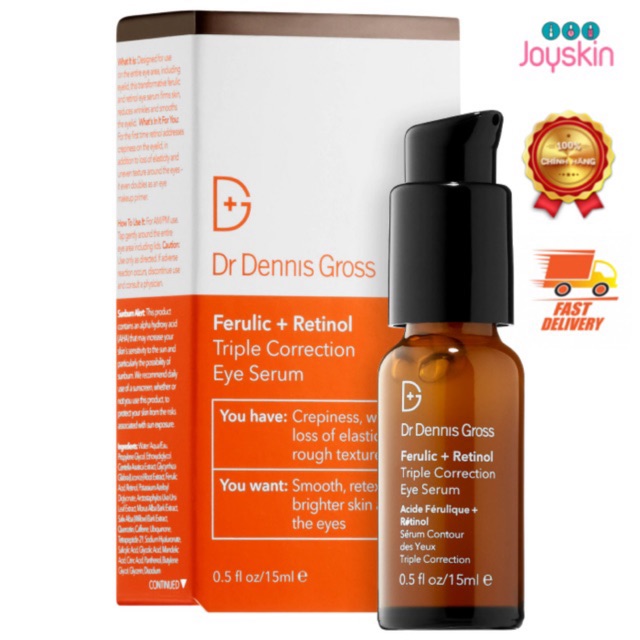 Serum mắt Dr Dennis Gross Ferulic+ Retinol Triple Correction Eye Serum