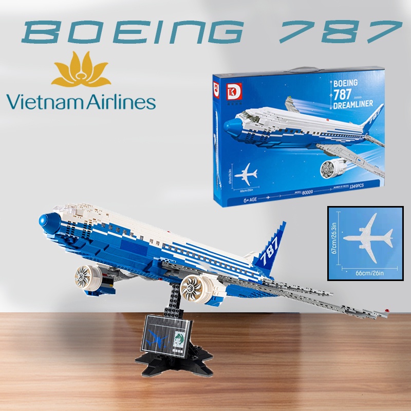 Đồ Chơi Lắp Ráp Kiểu LEGO Mô Hình Trưng Bày Máy Bay Boeing 787 DK 80009 Với 1349 Mảnh Chi Tiết