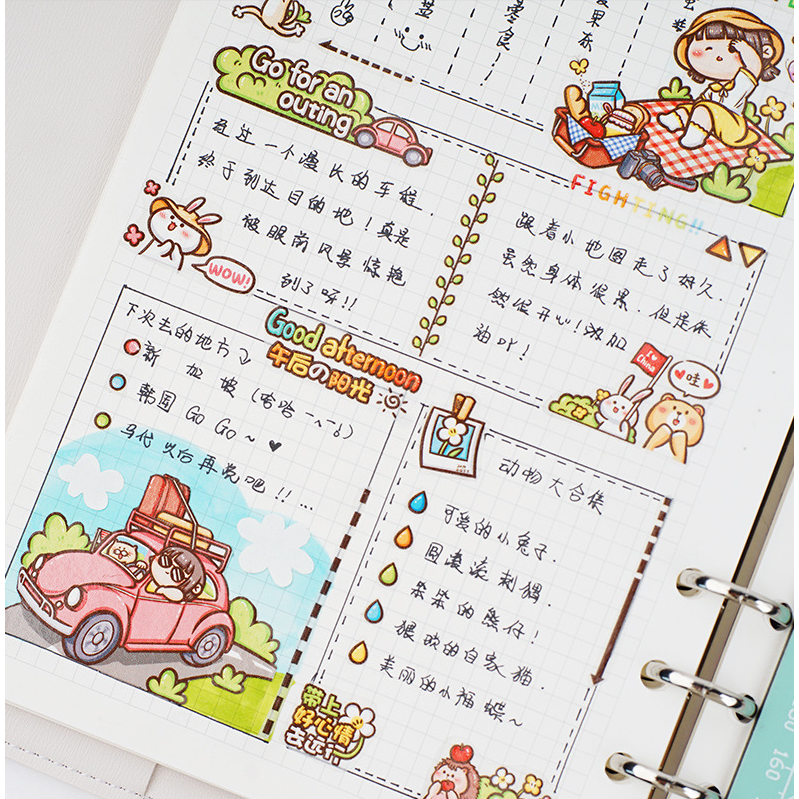 Mochi nhỏ Cuộn băng dính washi in hình nhân vật hoạt hình 20 kiểu thiết kế tươi tắn dễ thươngToàn bộ băng keo