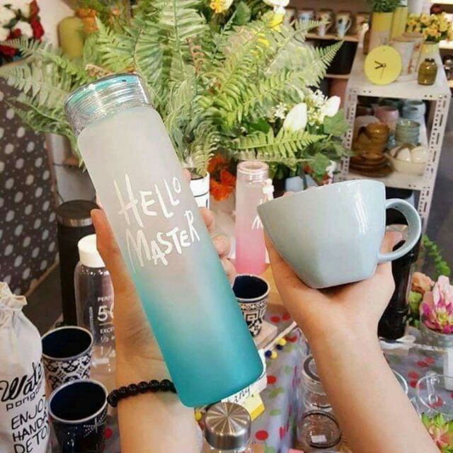 Bình nước thuỷ tinh hello master 500ml sỉ 15k