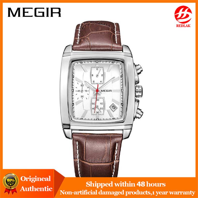 Đồng hồ đeo tay doanh nghiệp nam Megir thời trang tương tự Chronograph Đồng hồ đeo tay hình chữ nhật
