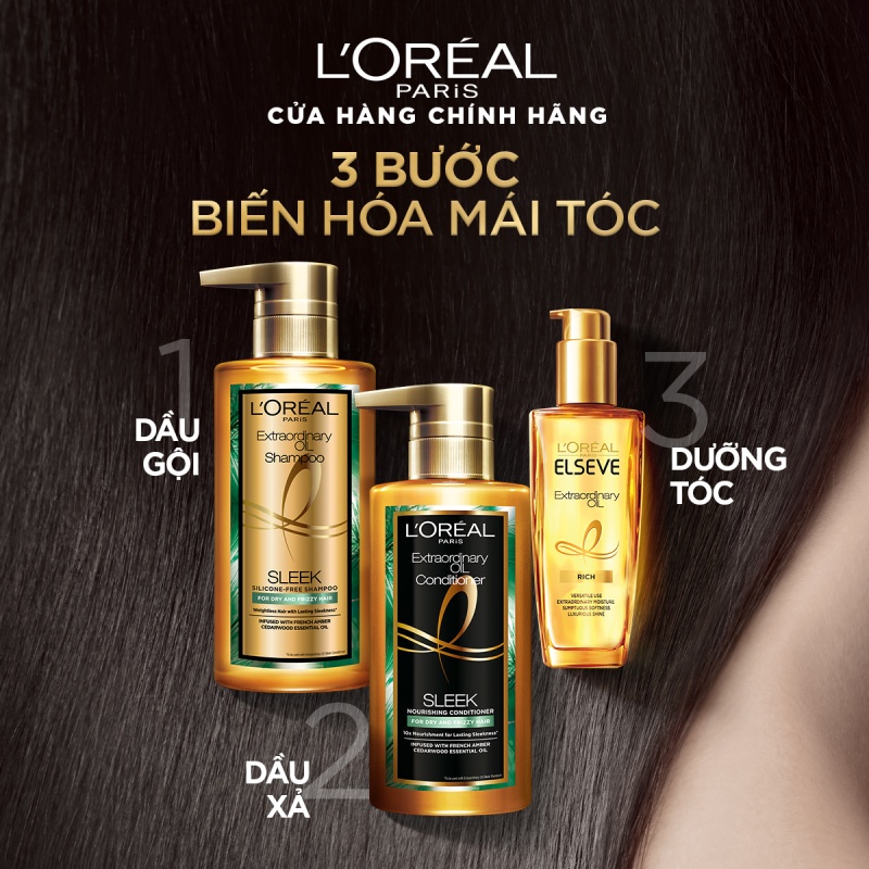 Dầu gội dưỡng tóc suôn mượt tóc cao cấp L'Oreal Paris Extraordinary Oil Smooth 440ml