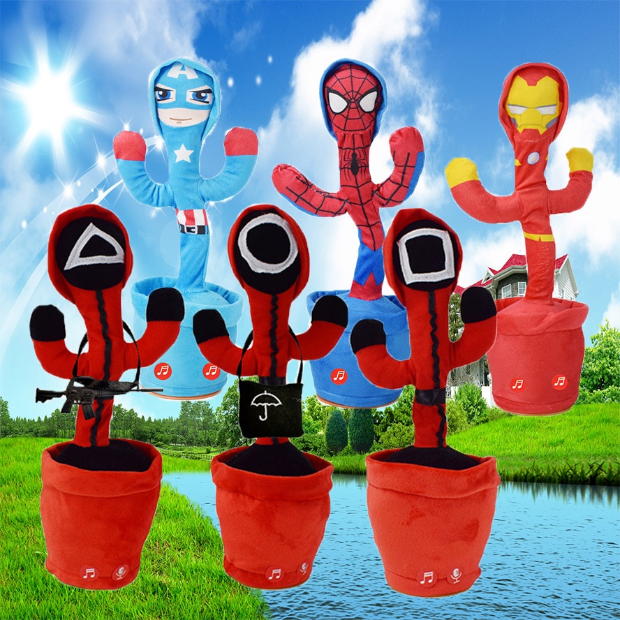 Squid game/ Iron Man/Spiderman Cây xương rồng nhảy múa - Đồ chơi trẻ em nhại giọng vui nhộn,đáng yêu phát nhạc 120 bài hát cài đặt sẵn