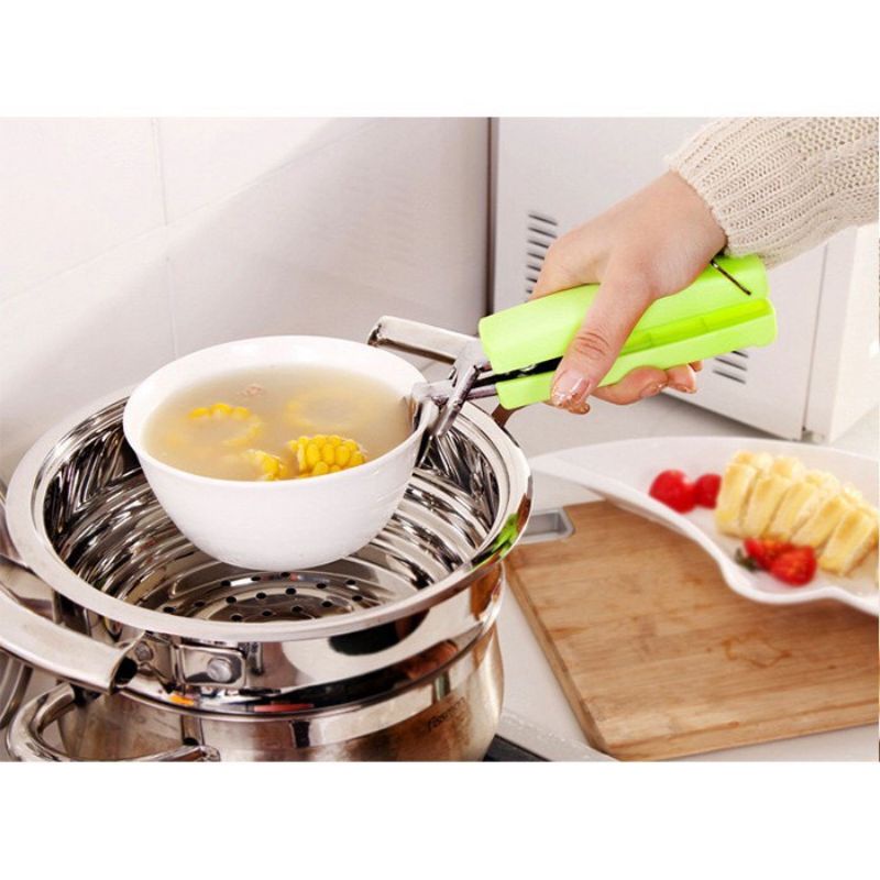 Dụng cụ kẹp inox có lò xo gắp thức ăn chống nóng tay cầm