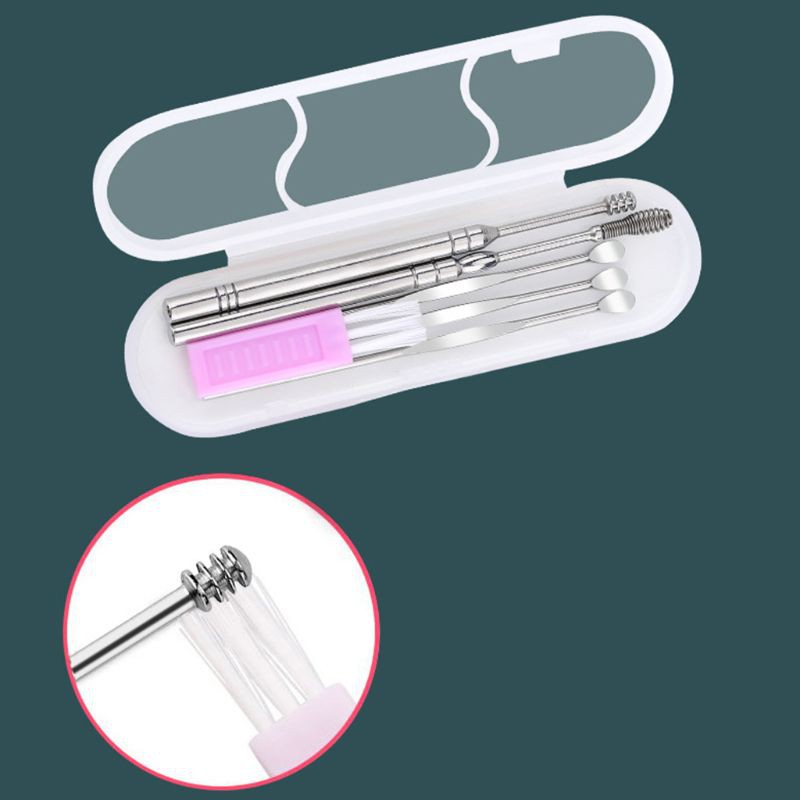 [Hàng mới về] Bộ 6 dụng cụ lấy ráy tai bằng thép không gỉ nhỏ gọn tiện dụng