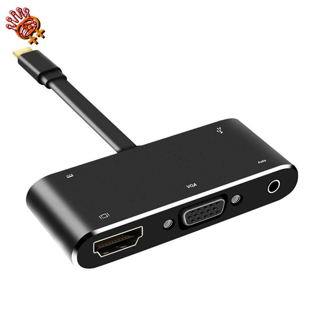 ✌5 In 1 USB-C Type-C To HDMI-compatible HUB Ad Ter VGA Cable Audio USB 3.0