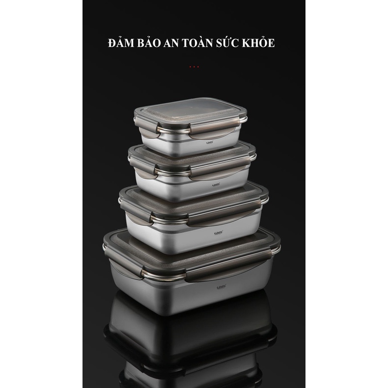 Hộp đựng, hộp cơm inox 304 giữ nhiệt cứng bền sang trọng nhiều kích thước - LOKING