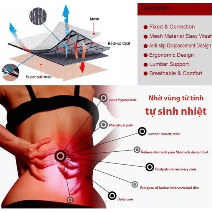 Đai hỗ trợ giảm đau cột sống, đau lưng và giảm mỡ bụng N65