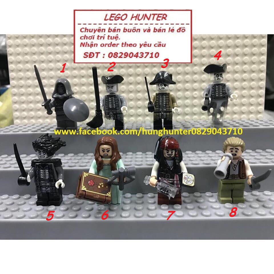 Lego minifigures nhân vật cướp biển caribe Salaza báo thù : Salaza , Jack Sparrow , Carina Smyth