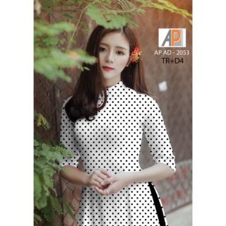 Vải áo dài in 3D chấm bi