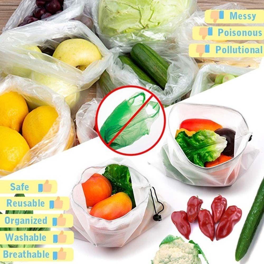 Túi Lưới Polyester Dây Rút Đựng Rau Củ Quả Đồ Chơi Tái Sử Dụng Được