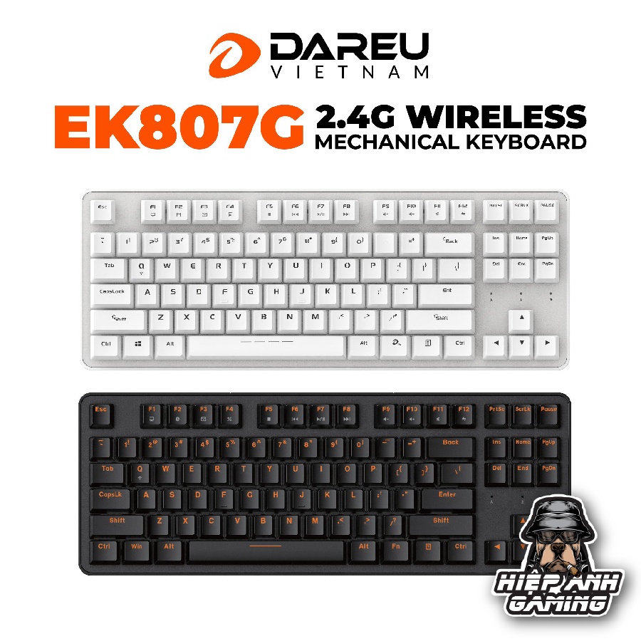 Bàn phím cơ không dây giá rẻ Dareu EK807G | BLACK - 87 phím