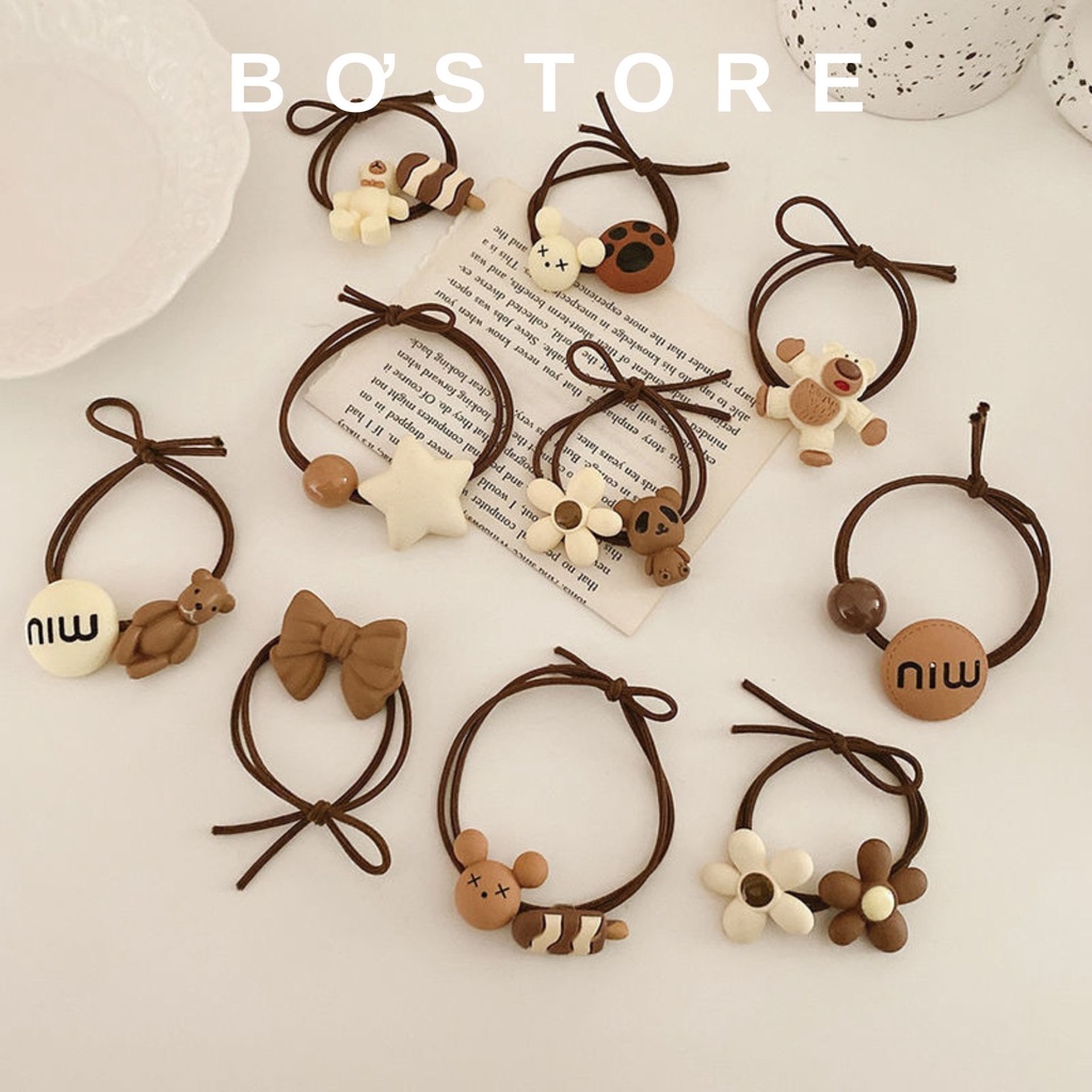 Set 10 dây buộc tóc co dãn hình gấu hoạt hình đáng yêu