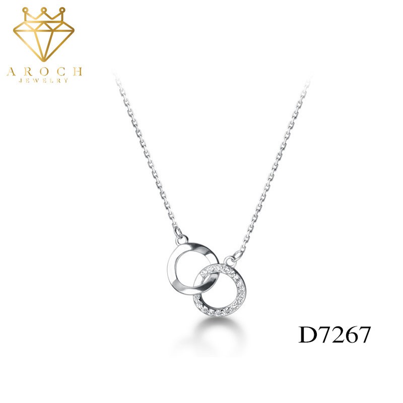 Dây chuyền bạc Ý s925 nhẫn đôi bất đối D7267 - AROCH Jewelry