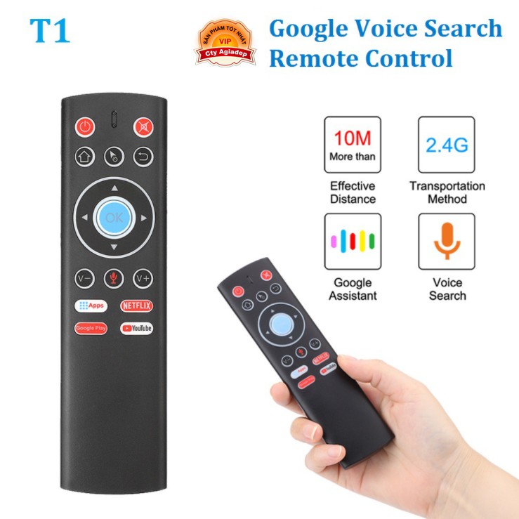 Điều khiển Remote Tivibox SmartTV có voice hỗ trợ giọng nói phím tắt AGD AT1