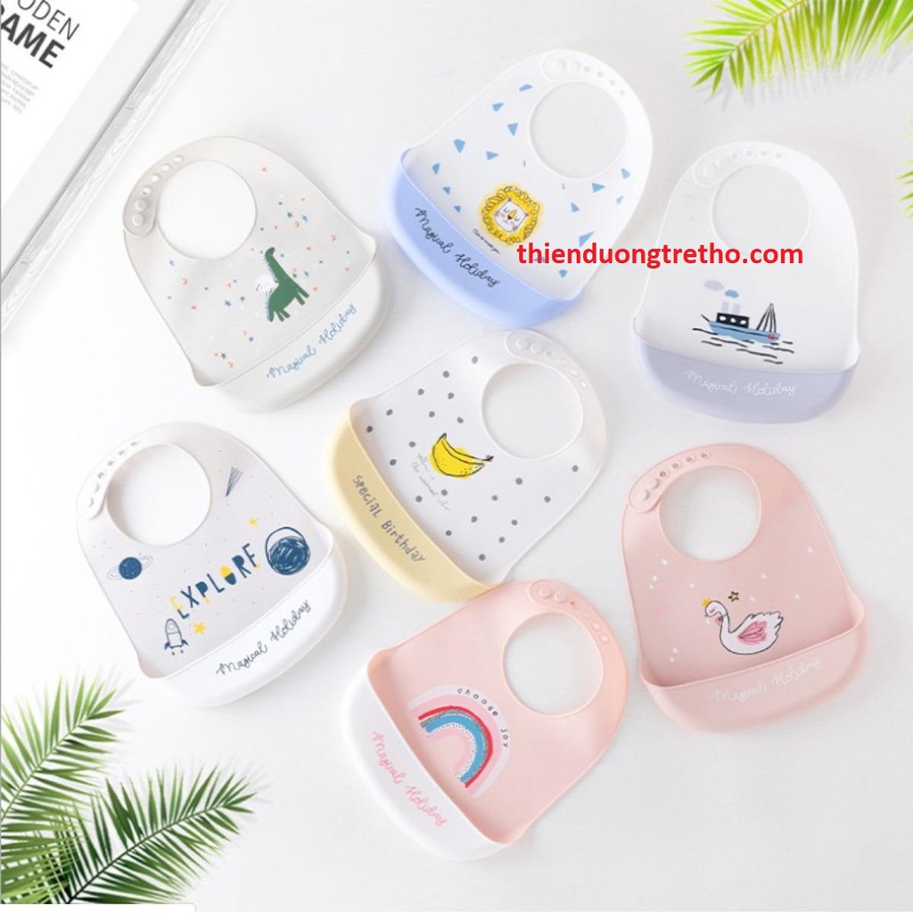 Yếm Ăn Dặm silicon, Yếm máng silicone siêu mềm Cho Bé từ 6 tháng