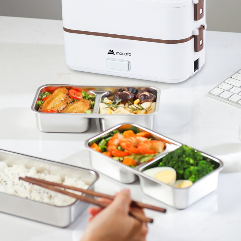 Hộp Cơm Văn Phòng 2 Tầng - Cắm Điện Nấu và Hâm Nóng - Mocato M601 Chính Hãng BH 12 Tháng